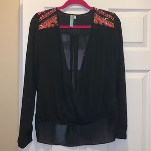 Black and multi-color shirt